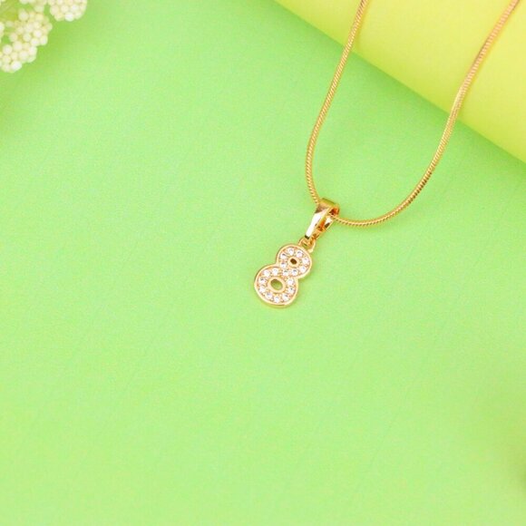 "Rose Gold Number 8 Pendant with Crystals – 18K Gold Plated Charm, XPPT1348 - Picture 3 of 13